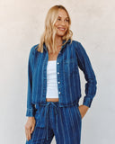 Long Sleeve Cropped Shirt - Indigo Stripe