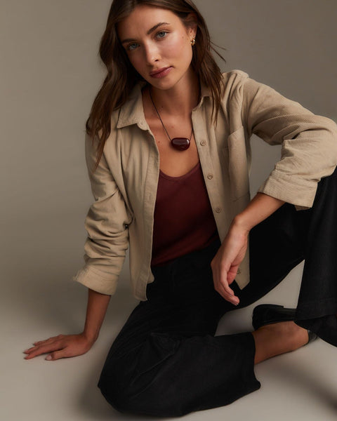 Long Sleeve Patch Pocket Work Shirt - Oat
