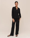Long Sleeve Shirt With Lace Inset - Black