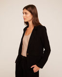 Notch Collar Long Line Blazer - Black