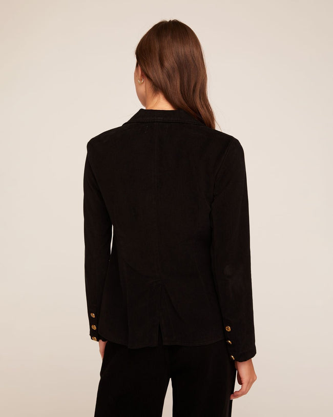 Notch Collar Long Line Blazer - Black