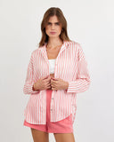 Oversized Button Down - Wild Coral Stripe