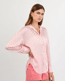 Oversized Button Down - Wild Coral Stripe