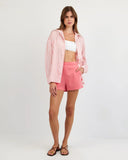Oversized Button Down - Wild Coral Stripe
