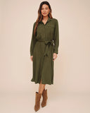 Patch Pocket Maxi Shirt Dress - Olive Night