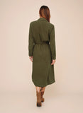 Patch Pocket Maxi Shirt Dress - Olive Night