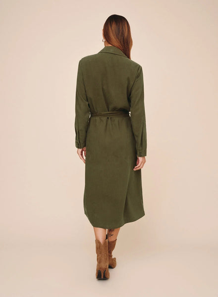 Patch Pocket Maxi Shirt Dress - Olive Night
