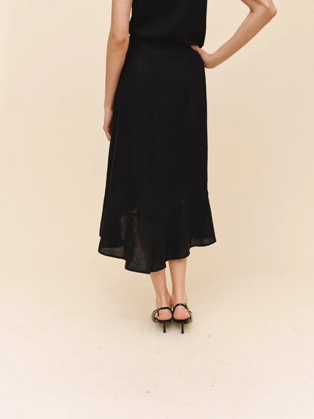 Ruffle Wrap Skirt - Black