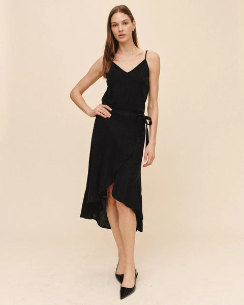 Ruffle Wrap Skirt - Black