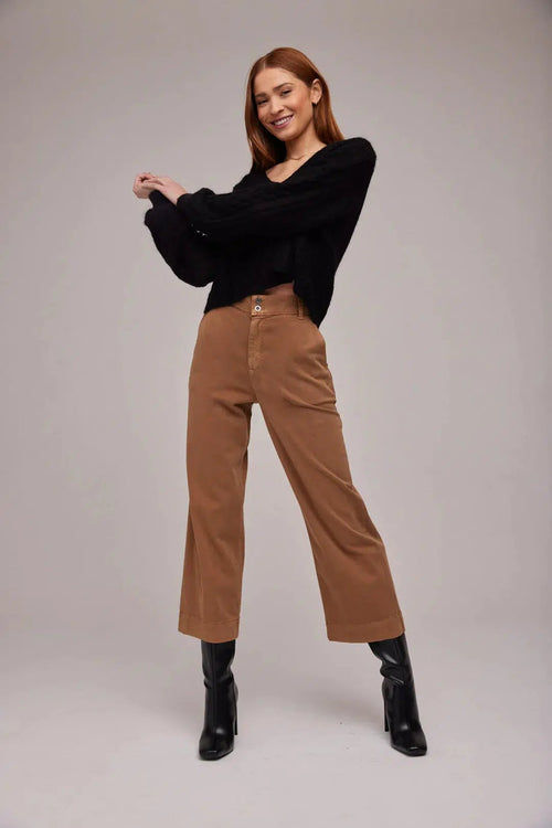 Saige Wide Leg Crop - Warm Oak