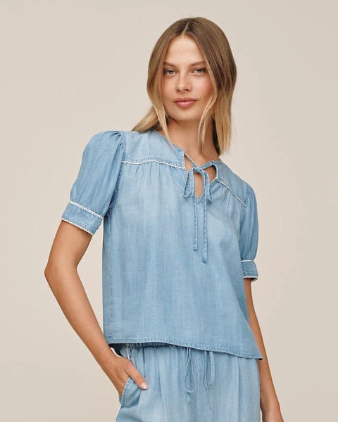 Short Sleeve Pullover With Trim - Ombre Mist Wash