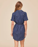 Short Sleeve Utility Shirt Dress - Horizon Blue Wash