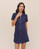 Short Sleeve Zip Front Dress - Deep Cobalt