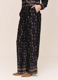 Single Pleat Wide Leg Border Pant - Floral Border Print