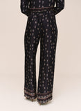 Single Pleat Wide Leg Border Pant - Floral Border Print