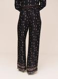 Single Pleat Wide Leg Border Pant - Floral Border Print