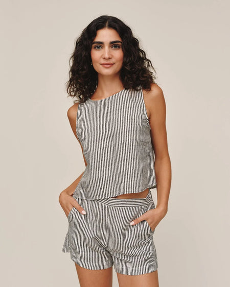 Tie Front Cami - Island Damask Print