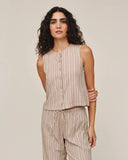 Sleeveless Button Front Top - Driftwood