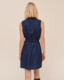 Sleeveless Seamed Shirt Dress - Herringbone Wash