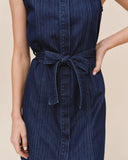 Sleeveless Seamed Shirt Dress - Herringbone Wash