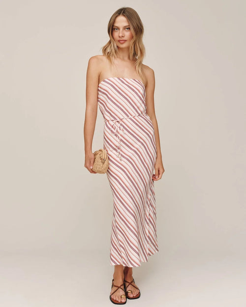 Strapless Bias Maxi Dress - Sunset Stripe