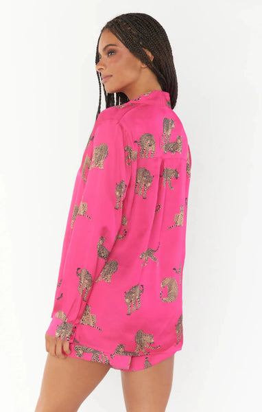 Early Riser PJ Set - Fuschia Feline Fine Silky