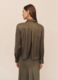 Utility Crop Button Down - Army Olive
