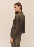 Utility Crop Button Down - Army Olive