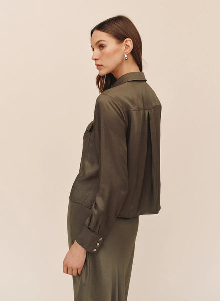 Utility Crop Button Down - Army Olive