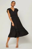 Sereia Pleated Midi Dress - Black