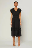Sereia Pleated Midi Dress - Black