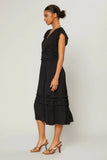 Sereia Pleated Midi Dress - Black