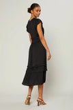 Sereia Pleated Midi Dress - Black
