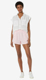 Short Sleeve Flowy Pocket Button Down - White