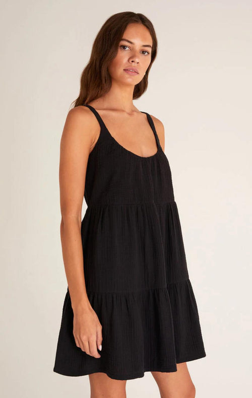 Danny Gauze Mini Dress - Black