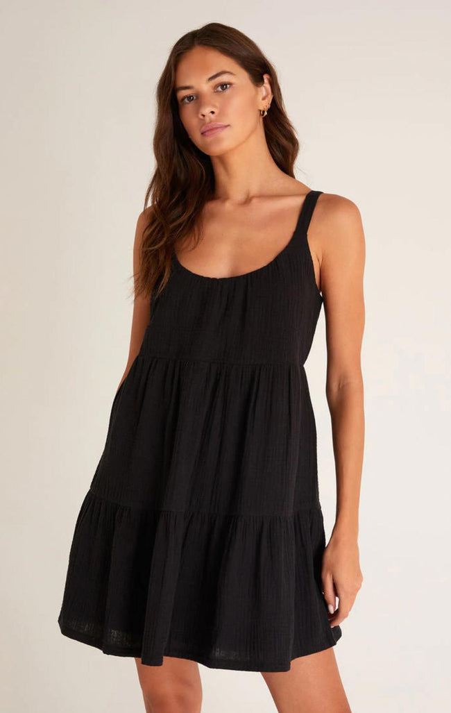 Danny Gauze Mini Dress - Black