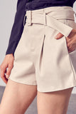 Run the Town Faux Leather Shorts - Ecru