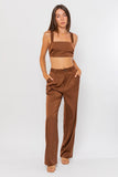 Santana Wide Leg Trousers - Brown