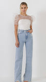 Belle Puff Sleeve Top - White