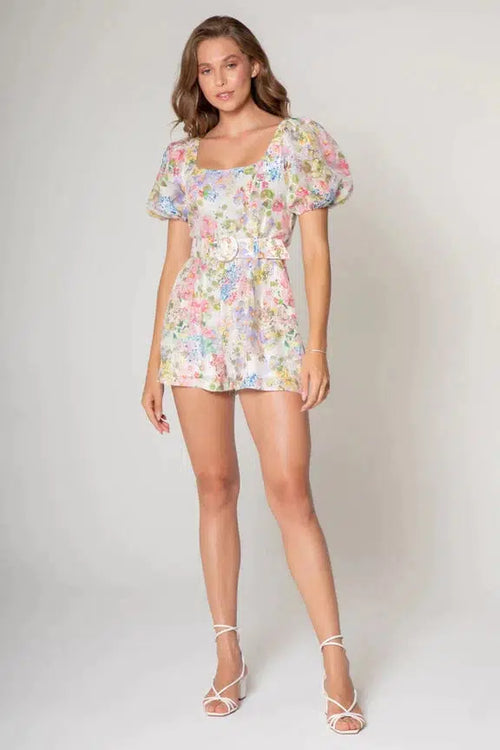 Madison Romper - Ivory/Pink