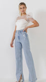 Belle Puff Sleeve Top - White