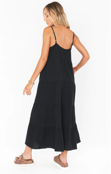 Caroline Maxi Dress - Black Gauze