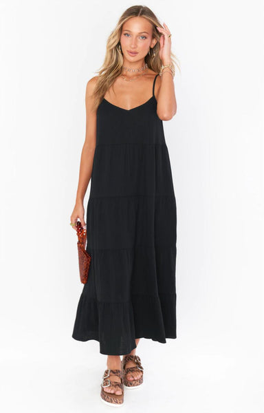 Caroline Maxi Dress - Black Gauze
