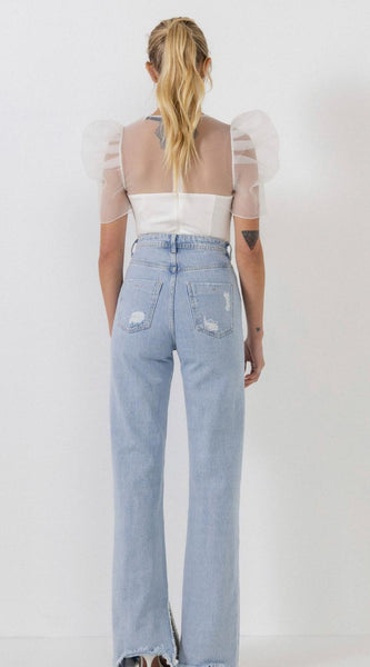 Belle Puff Sleeve Top - White