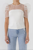 Belle Puff Sleeve Top - White