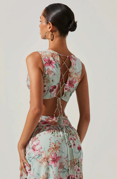Noya Dress - Aqua Pink Floral