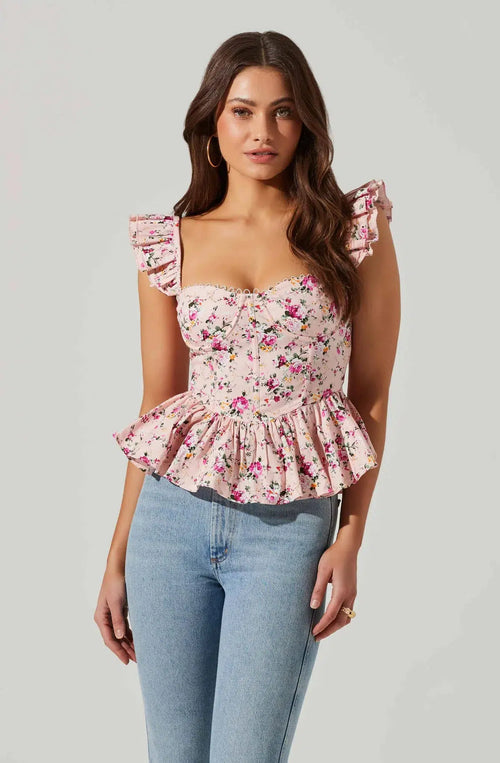 Baylin Top - Pink Floral
