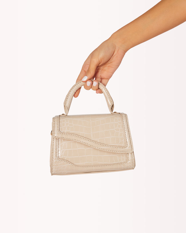 Agnes Handle Bag - Stone Croc