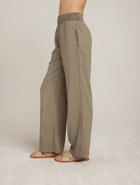 Smocked Waist Wide Leg Pant - Soft Army