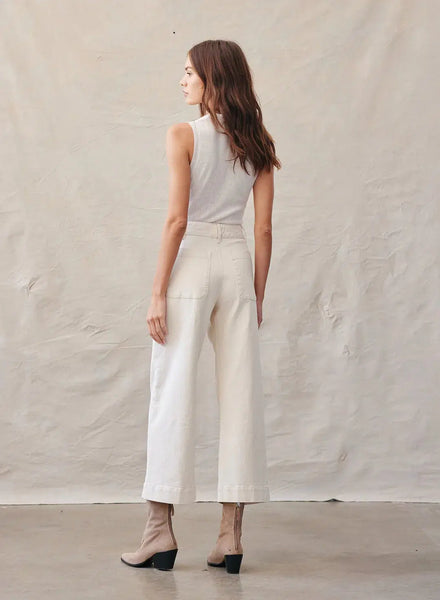 Saige Wide Leg Crop - White